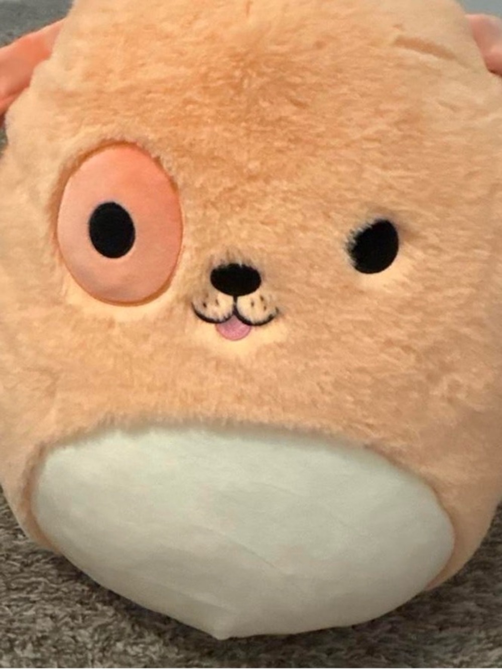 Squishmallow Plush Dog Toy Pillow - Peach and White Soft Plush